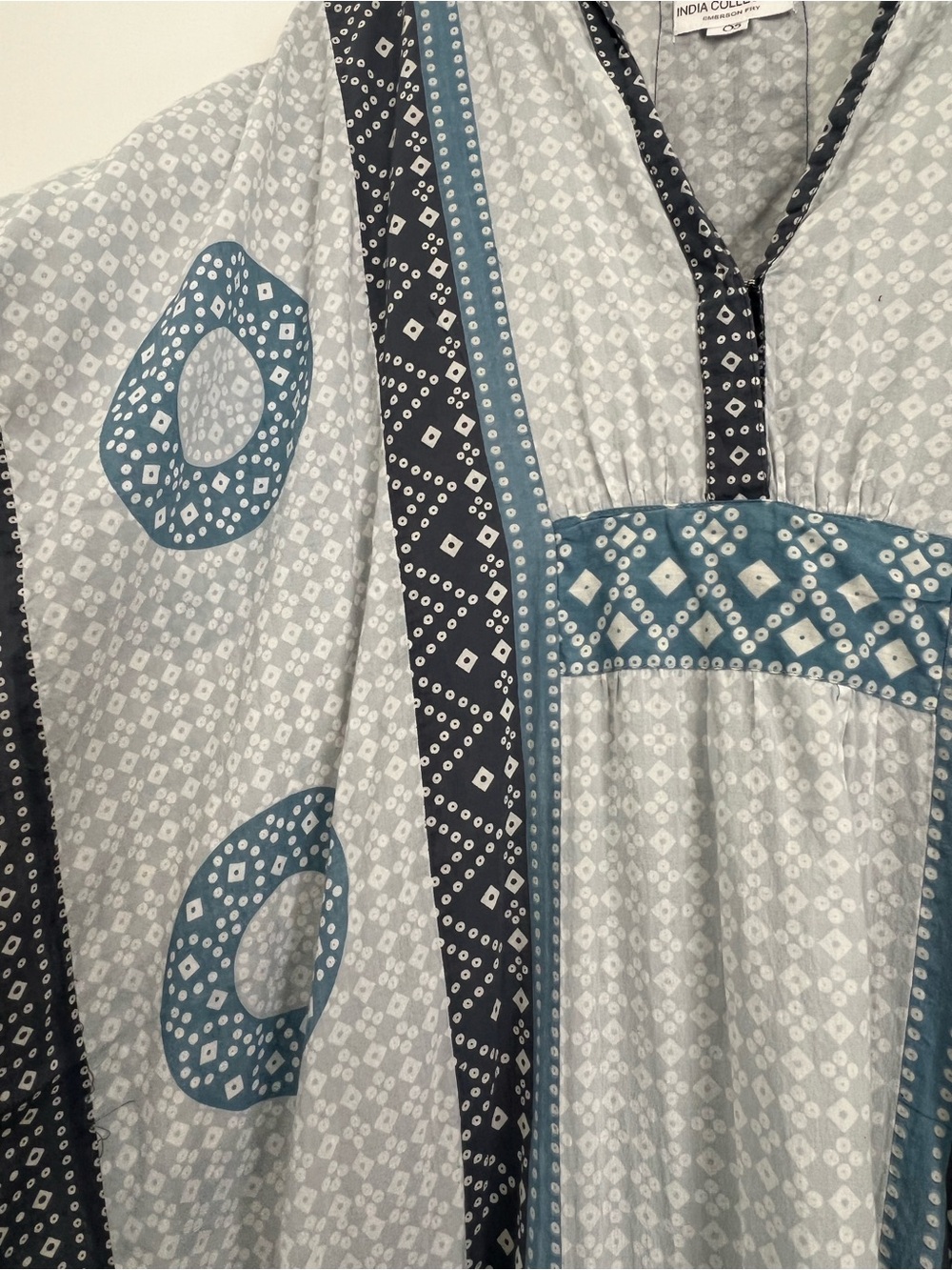 Emerson Fry India Collection Cerulean Organic Cotton Caftan OS - Picture 4 of 5